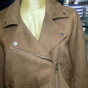 Loft suede moto jacket brown size M